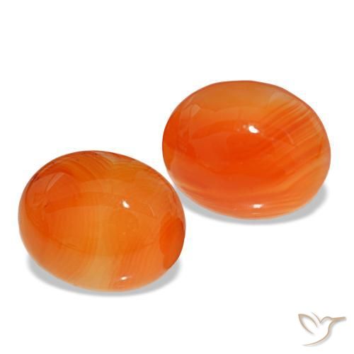 Pedras preciosas de cornalina laranja natural de 6,66 ct, corte oval, translúcido