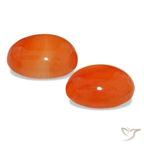 Pedras preciosas de cornalina laranja natural de 6,66 ct, corte oval, translúcido