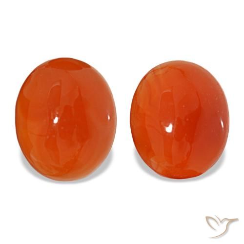 Pedras preciosas de cornalina laranja natural de 6,01 ct, corte oval, translúcido