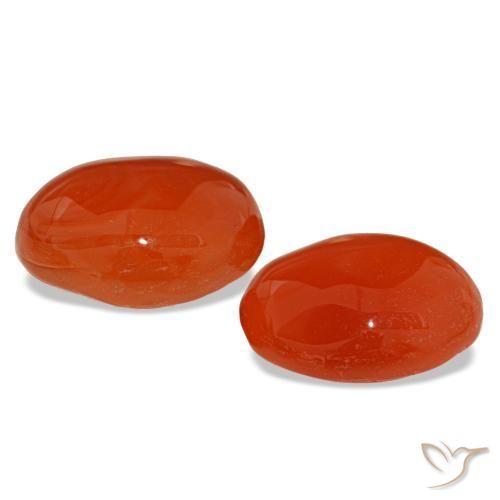 Pedras preciosas de cornalina laranja natural de 6,01 ct, corte oval, translúcido