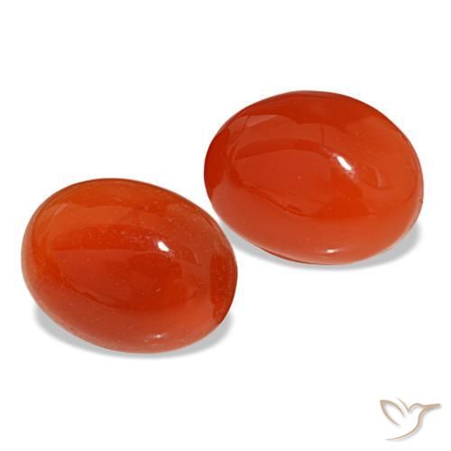 Pedras preciosas de cornalina laranja natural de 3,46 ct, corte oval, translúcido