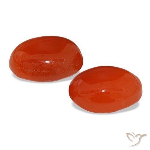 Pedras preciosas de cornalina laranja natural de 3,46 ct, corte oval, translúcido