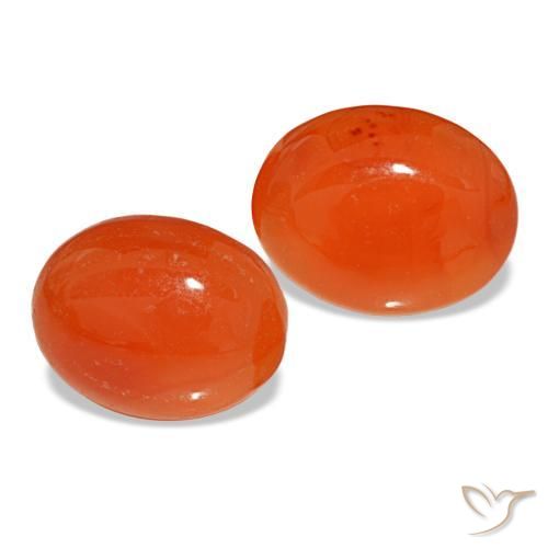 Pedras preciosas de cornalina laranja natural de 3,64 ct, corte oval, translúcido