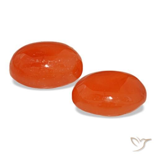Pedras preciosas de cornalina laranja natural de 3,64 ct, corte oval, translúcido