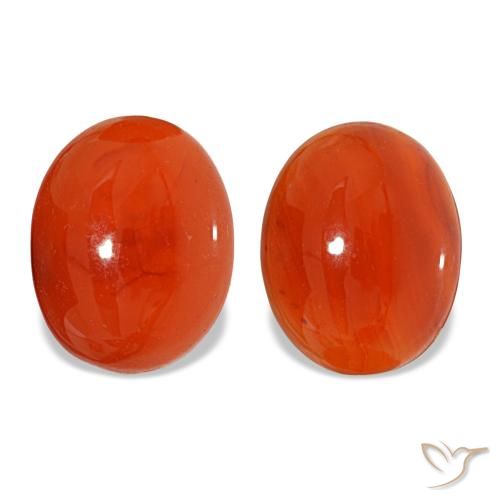 Pedras preciosas de cornalina laranja natural de 4,90 ct, corte oval, translúcido