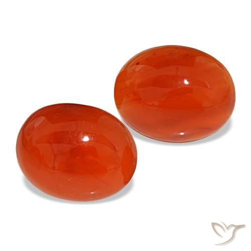 Pedras preciosas de cornalina laranja natural de 4,90 ct, corte oval, translúcido