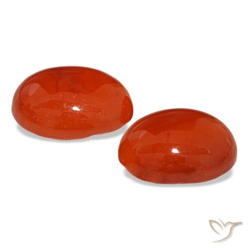 Pedras preciosas de cornalina laranja natural de 4,90 ct, corte oval, translúcido