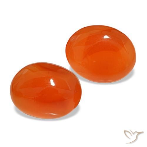 Pedras preciosas de cornalina laranja natural de 3,81 ct, corte oval, translúcido