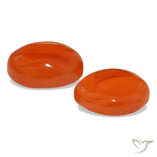 Pedras preciosas de cornalina laranja natural de 3,81 ct, corte oval, translúcido
