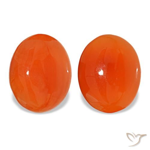 Pedras preciosas de cornalina laranja natural de 4,65 ct, corte oval, translúcido