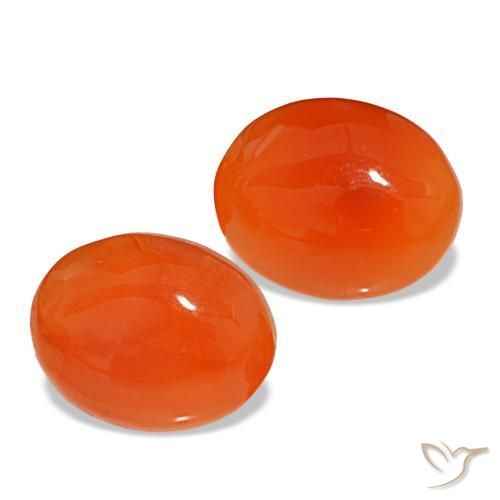 Pedras preciosas de cornalina laranja natural de 4,65 ct, corte oval, translúcido