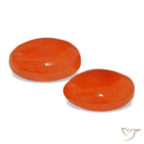 Pedras preciosas de cornalina laranja natural de 4,65 ct, corte oval, translúcido