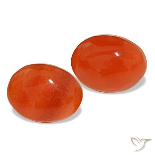 Pedras preciosas de cornalina laranja natural de 4,25 ct, corte oval, translúcido
