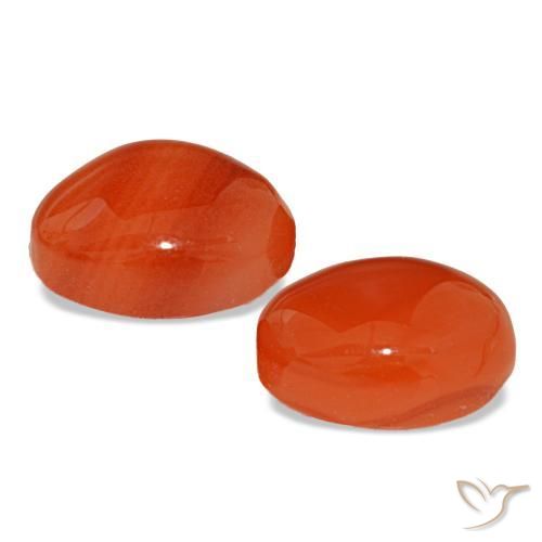 Pedras preciosas de cornalina laranja natural de 4,25 ct, corte oval, translúcido