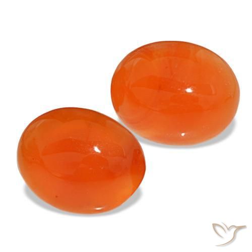 Pedras preciosas de cornalina laranja natural de 4,71 ct, corte oval, translúcido