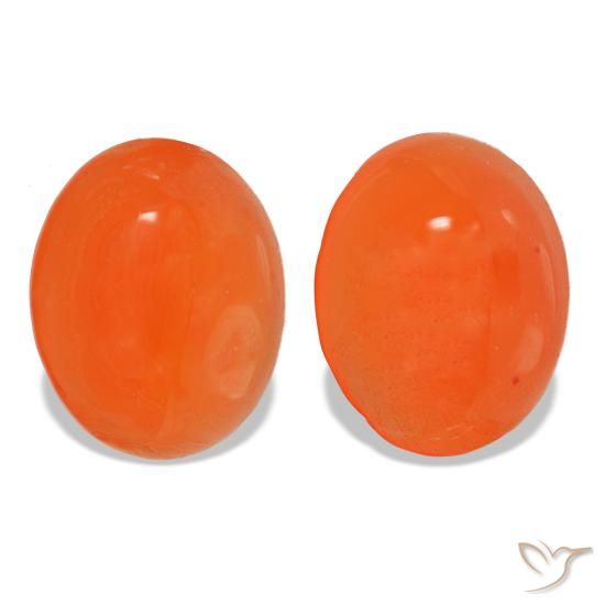 Pedras preciosas de cornalina laranja natural de 4,90 ct, corte oval, translúcido