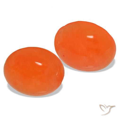 Pedras preciosas de cornalina laranja natural de 4,90 ct, corte oval, translúcido