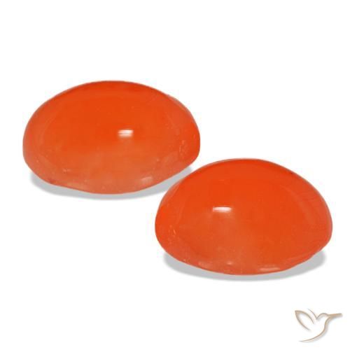 Pedras preciosas de cornalina laranja natural de 4,90 ct, corte oval, translúcido
