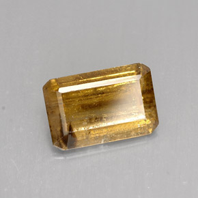 Cassiterita marrom natural 4,12ct, corte esmeralda, SI