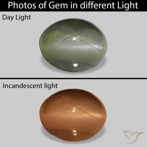 Cat's Eye Alexandrite Verde médio Natural 0.71ct, oval, Opaco