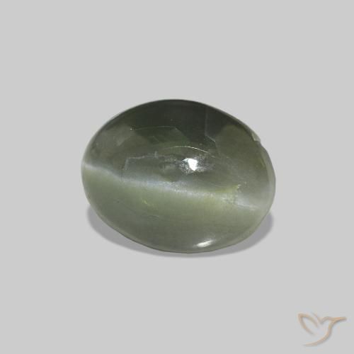 Cat's Eye Alexandrite Verde Floresta Pálido Natural 0.62ct, oval, Opaco