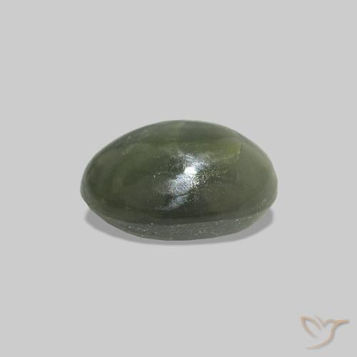 Cat's Eye Alexandrite Verde Floresta Pálido Natural 0.62ct, oval, Opaco