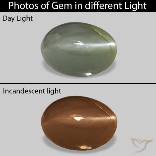 Alexandrita Olho de Gato Verde médio Natural 0.56ct, Corte Oval, Opaco