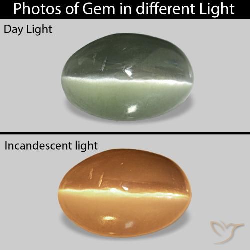 Cat's Eye Alexandrite Verde acinzentado Natural 0.73ct, oval, Opaco