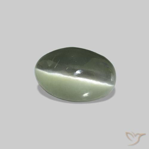 Cat's Eye Alexandrite Verde acinzentado Natural 0.73ct, oval, Opaco