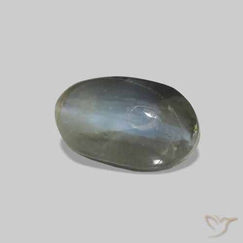 Cat's Eye Alexandrite Cinzento Esverdeado Pálido Natural 1.25ct, oval, Opaco