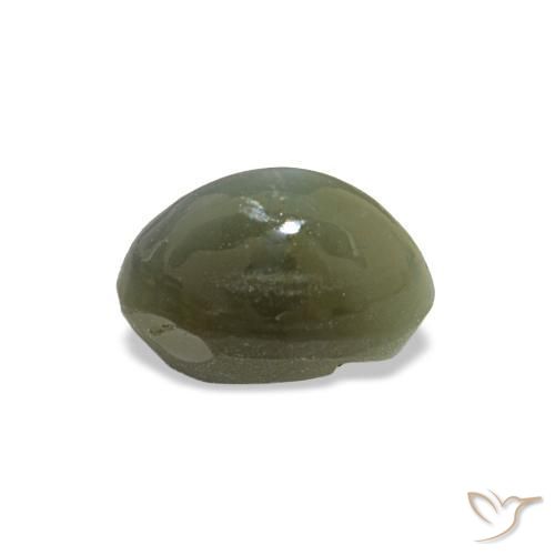 Cat's eye alexandrite verde natural 0,59ct, corte oval, opaco