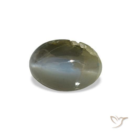 Cat's eye alexandrite verde natural 0,51ct, corte oval, opaco