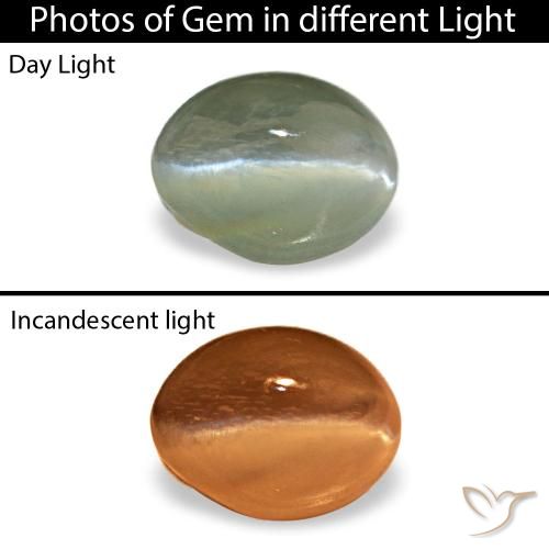Cat's eye alexandrite verde natural 0,54ct, corte oval, opaco