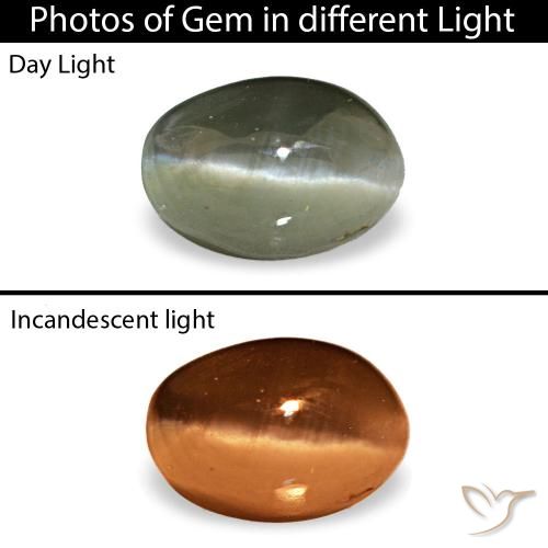 Cat's eye alexandrite verde natural 0,49ct, corte oval, opaco