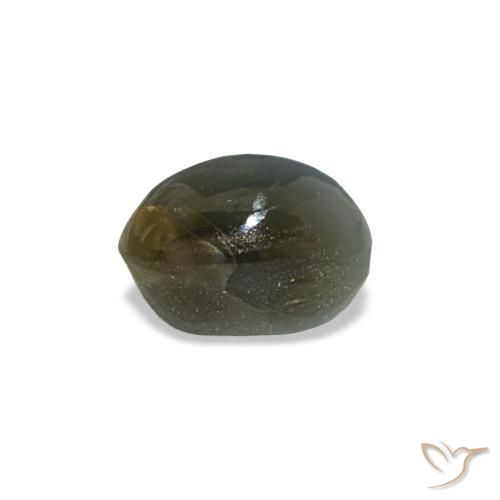 Cat's eye alexandrite verde natural 0,52ct, corte oval, opaco