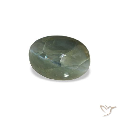 Cat's eye alexandrite verde natural 0,44ct, corte oval, opaco