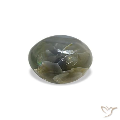 Cat's eye alexandrite cinza natural 0,79ct, corte oval, opaco