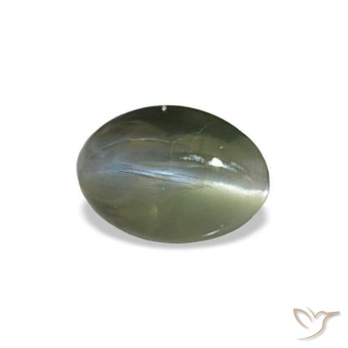 Cat's eye alexandrite verde natural 0,38ct, corte oval, opaco