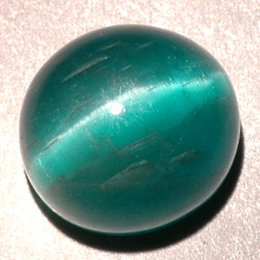 Apatita olho de gato azul esverdeado natural 4,82ct, corte oval, translúcido