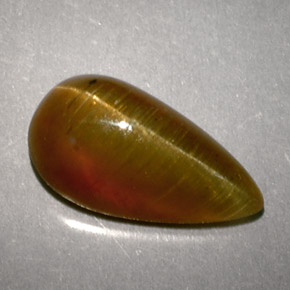 Cat's eye apatite amarelo natural 2,89ct, formato de pêra, translúcido