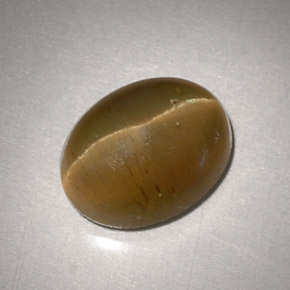 Cat's eye apatite amarelo natural 3,11ct, corte oval, translúcido