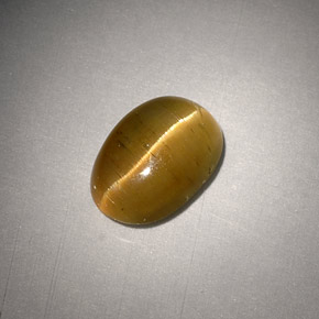 Cat's eye apatite amarelo natural 3,01ct, corte oval, translúcido