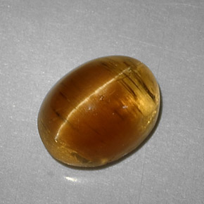 Cat's eye apatite amarelo natural 3,32ct, corte oval, translúcido