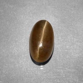 Cat's eye apatite amarelo natural 3,58ct, corte oval, translúcido