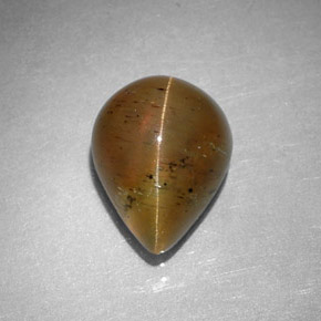 Cat's eye apatite amarelo natural 2,97ct, formato de pêra, translúcido