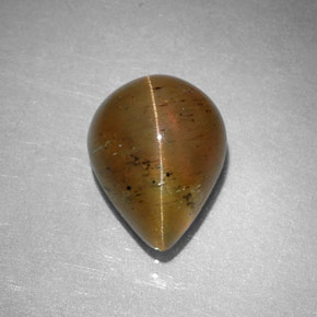 Cat's eye apatite amarelo natural 2,97ct, formato de pêra, translúcido