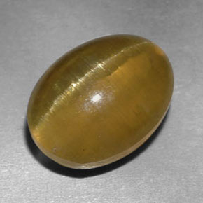 Apatita Olho de Gato Verde Dourado Natural 4.05ct, Corte Oval, Transparente