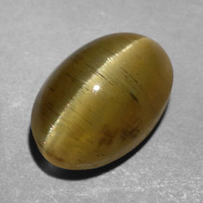 Apatita Olho de Gato Verde Dourado Natural 3.47ct, Transparente, Transparente/Translúcido