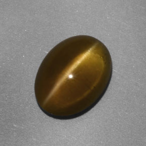 Apatita Olho de Gato Dourado Esverdeado Natural 3.93ct, Transparente, Transparente/Translúcido