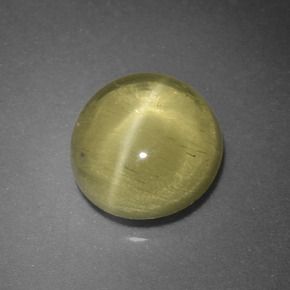Apatita Olho de Gato Verde Dourado Natural 1.66ct, Corte Redondo, Translúcido